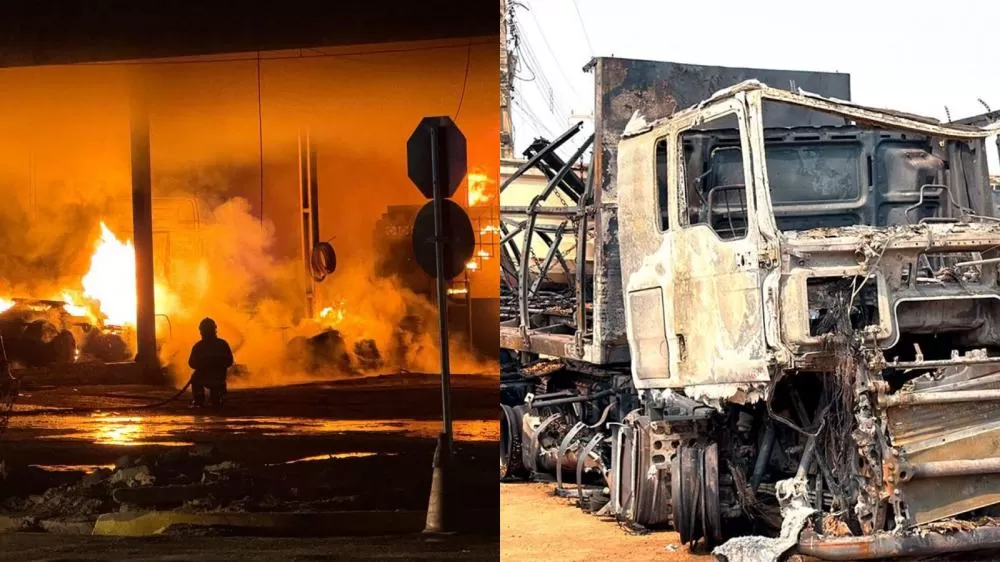 Incêndio de Grandes Proporções Atinge Mecânica e Borracharia em Sorriso, Mobilizando Amplas Operações de Combate