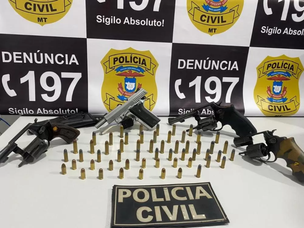 Polícia Civil prende integrantes de facções criminosas flagrados com armas e munições em Barra do Bugres