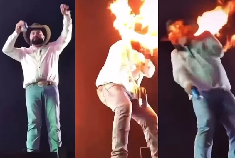 “Susto”, diz cantor queimado após efeito especial dar errado em show