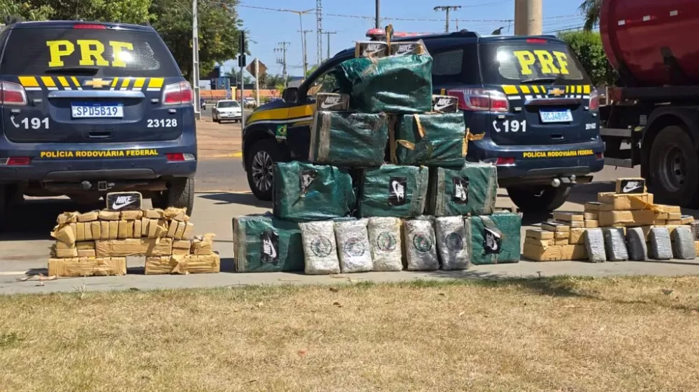 PRF apreende grande quantidades de drogas em caminhão tanque em Campo Novo do Parecis