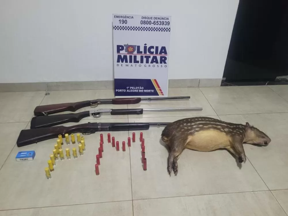 PM prende três homens por porte ilegal de arma de fogo e caça de animais silvestres