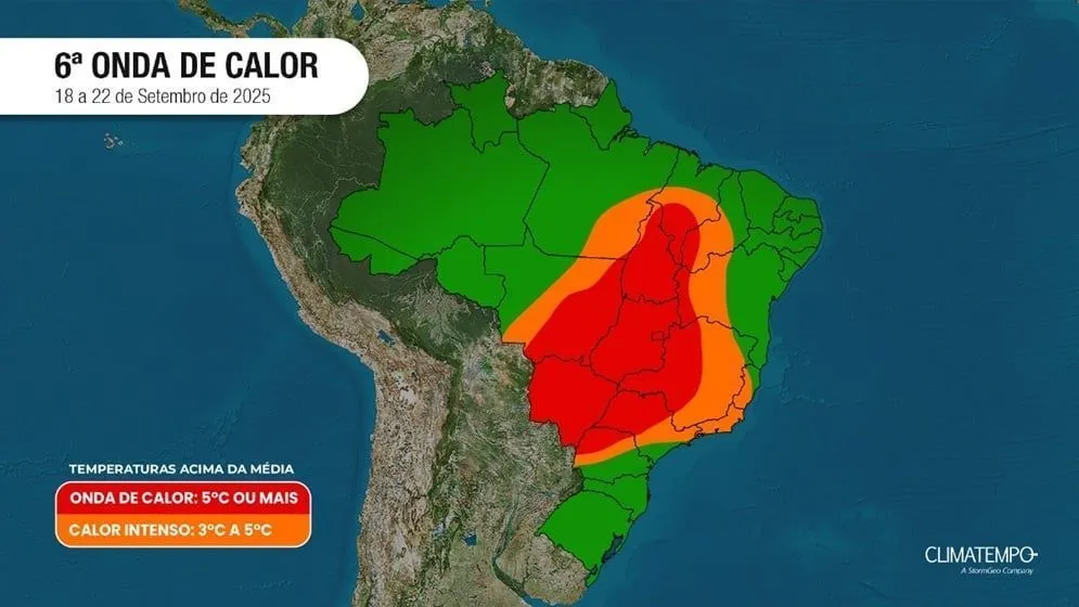 Mapa: poderosa onda de calor vai se espalhar pelo Brasil