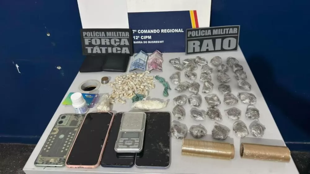 Polícia Militar prende três com drogas em Barra do Bugres