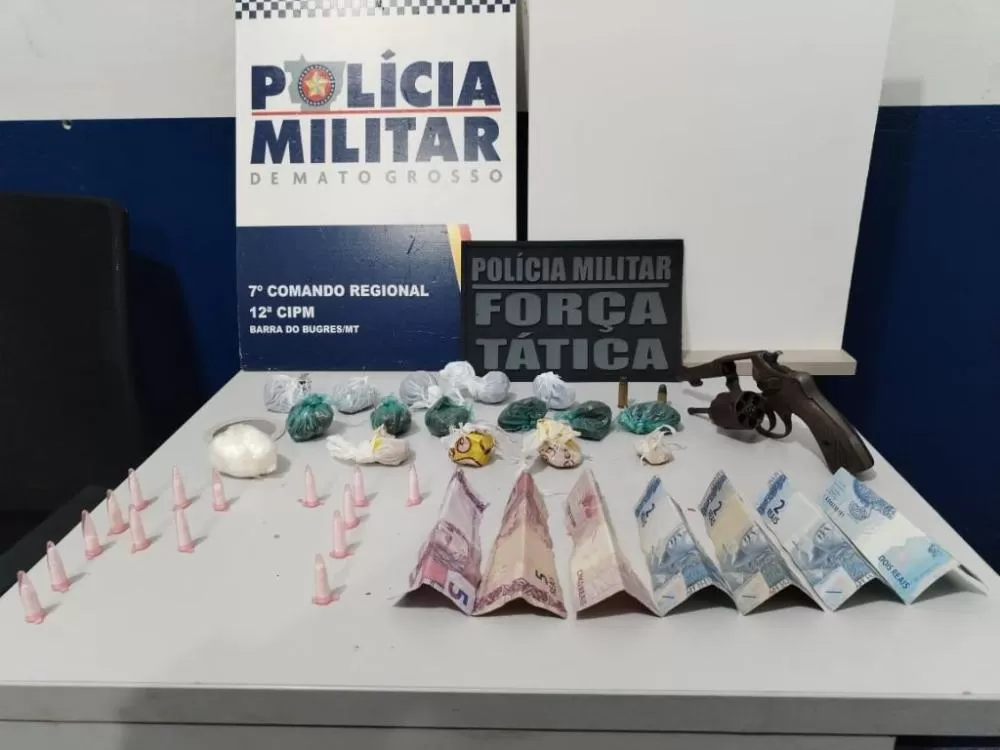 Força Tática prende faccionado com drogas e arma de fogo em Barra do Bugres