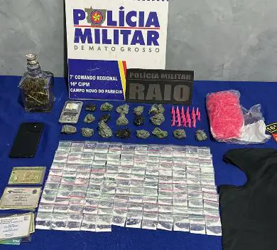 Polícia Militar prende dois suspeitos por tráfico de drogas no Distrito de Marechal Rondon