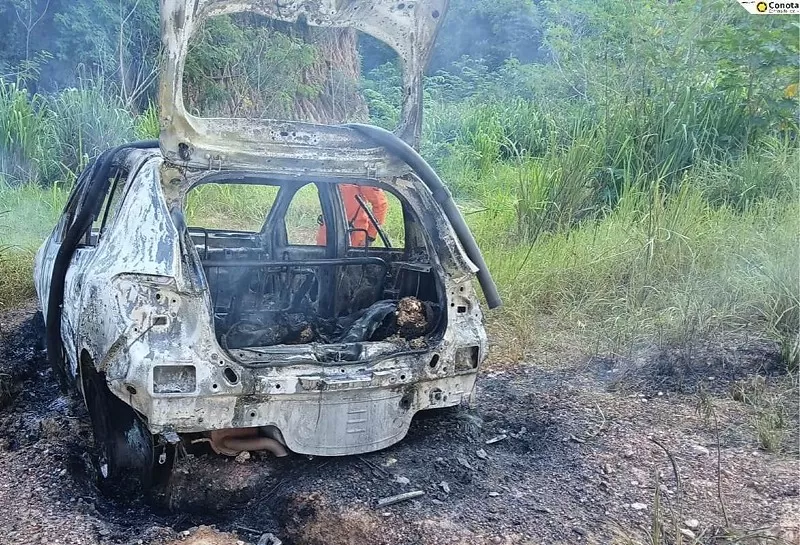 Corpo é encontrado carbonizado dentro de carro em área sob ponte em Cuiabá/MT
