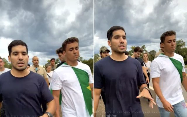 Caminhada pró-Bolsonaro: Carlos Bolsonaro se junta a Nikolas em marcha até Brasília