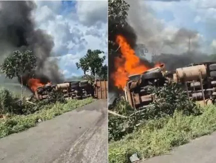 Acidente entre caminhão e Uno deixa dois mortos na BR-070