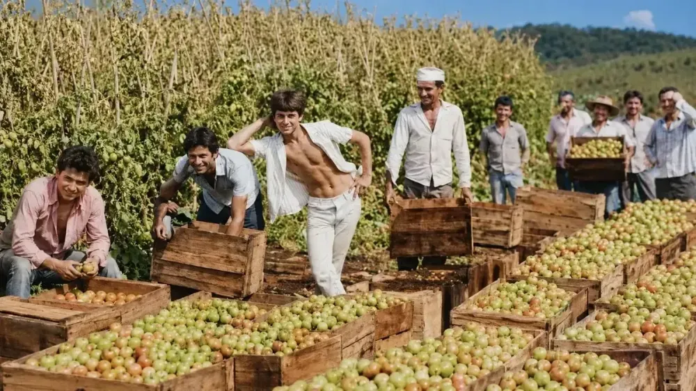 Foto de Leandro e Leonardo com o pai em fazenda de tomate viraliza na web