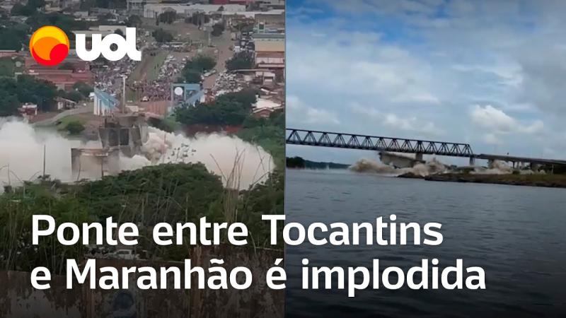 Estrutura de ponte entre TO e MA que desabou é implodida; veja vídeo do momento