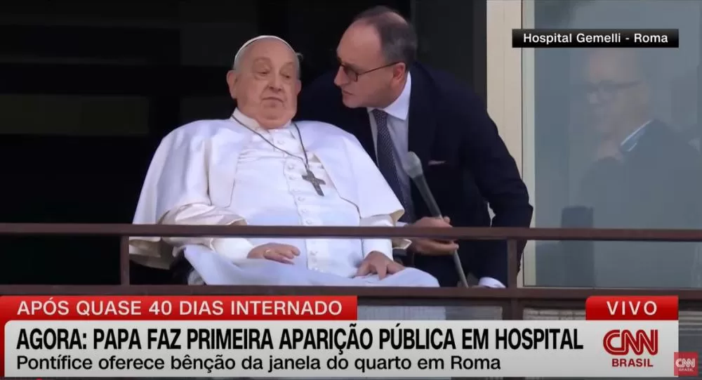 Veja a primeira aparição do papa Francisco após 38 dias internado 